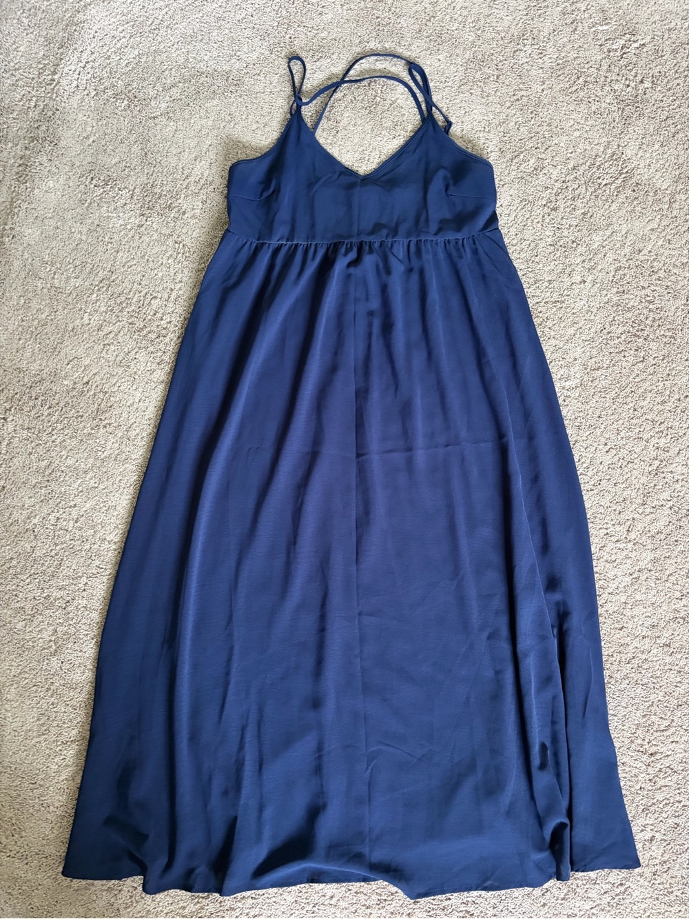 Maternity Navy Blue Maxi Dress - Strappy Back/ V-Neck